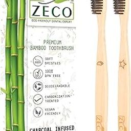 ZECO Premium Kids Bamboo Toothbrush For 3-5 Years, Soft Brush, Natural Charcoal, Pack of 2, Charcoal Grey-23