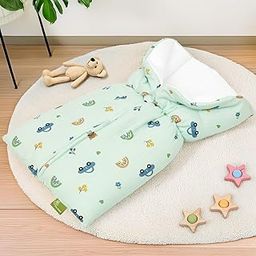 R for Rabbit Snuggy Bliss Baby Sleeping Bag & Carry Nest | Premium 100% Muslin Cotton Bedding Set for New Born Babies & Infant | Travel Friendly for 0-6 Months Baby Girl and Boy (Teddy Green)-25