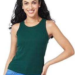 Women's Super Combed Wool Blend Fabric Slim Fit Round Neck Solid Inner Tank Top | Slim Fit Tank Tops | Regular Fit Tank Top for Women | Crop Tank Regular Fit Top for Women's (Dark Green - TP38)-picture-17