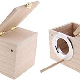 CALANDIS™ 2Pc Wooden Wild Bird Nest Box Nesting Feeding Feeder Station House & Stick | Birdhouses | Bird & Wildlife Accessories | Yard, Garden & Outdoor Living-18