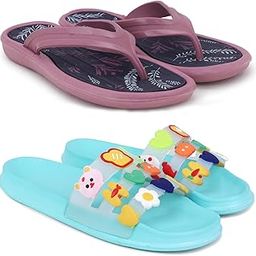 Combo Pack of 2 Slipper/Flip Flops/Slides/Clogs/Sandals for Women (V-Sflower Vs MixVeg)-image-66