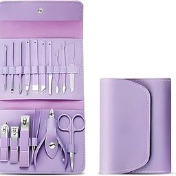 Pure Fine 16-Piece Stainless Steel Manicure Set Nail Clipper Kit for Men & Women Professional Grooming Pedicure & Manicure Tools in Travel Case (Multicolor, Pack of 1)-image-32