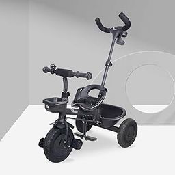 R for Rabbit Tiny Toes T20 Plus Tricycle for Kids with Rubber Wheels, Adjustable Parental Control, Seat Belt & Storage Basket | Baby Trike Cycle for 1.5 to 5 Year, Upto 25 Kg Boy & Girl (Black)-0