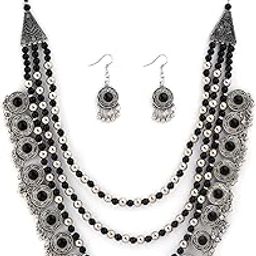 Latest Stylish Fancy Oxidized Traditional Oxidised Necklace Jewellery Set for Women (Black) (rrsd13121s)-image-50