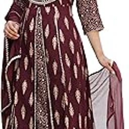 Rayon Printed Kurta with Pants & Dupatta Set for Women Long Middle Cut Kurtis Girls Stylish Latest New Trending Design Anarkali kurta Ankle Lenght Straight Kurta-image-37