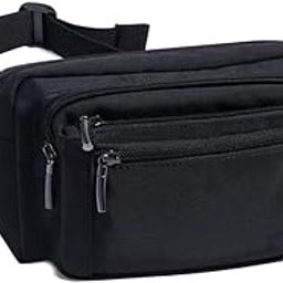 Multi-Pocket Fanny Pack, Adjustable Waist Bag with 4 Zippers, Black-picture-34
