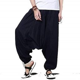 Alphanic Man & Woman Cotton Harem Pent Alibaba Baggy Bohemian Yoga Harem Pants Black | Fit Type: Loose Fit | Size: 40-picture-33