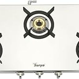 GOLDEN SURYA Heavy High Efficiency Brass 3 Burner Manual Ignition Gas Stove | Premium Stainless Steel Body-ISI certified - 18 Months Warranty | 3 Burner Gas Stove (HIGH EFFICIENCY 3 BURNER)-image-81