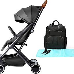 Teknum Travel Lite Shock Proof Stroller SLD|Single Hand Fold|Rotating Wheels|Air Travel Cabin|Manhattan Diaper Bag with Stroller Hooks & Nappy Changing Mat|Kids,0-3 Years|Stroller Black-19