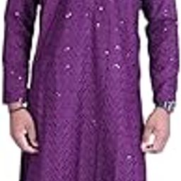 Men Stylish Purple Colour Function Wear Kurta Pajaama-image-91