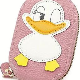 VEMILIO Cute Duck Shape Vegan Leather Card Holder Wallet for Girls & Women | 9 Card Slots and 2 Cash Slots | Small Stylish Mini Wallet with Zipper for Travel and Gifting (Pink)-image-27