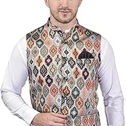PRINT CULTR Men's Printed Cotton Sleeveless Nehru/Modi jacket/Sadri/Waistcoat/Bundi Jacket/Jacket - For Festive/Wedding/Party | (PCN35)-picture-30