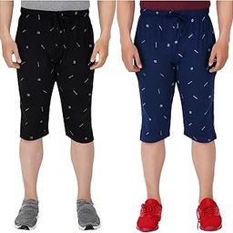 Men's Regular Fit Three Fourth Capri (Pack of 2) (GG_ P6_3/4-NEW_Black_BLUE-3XL)-picture-37