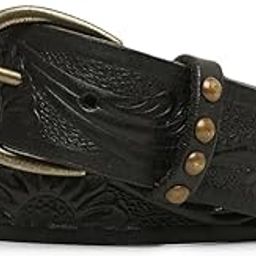 Women's Casual Leather Belt for Jeans - Black Leather Waist Belt Fashion Ladies Belts with Metal Buckle - (32"- 34")-image-46