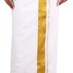 MENS SINGLE GOLD JARI (1.30 X 2.00 Meter) 2 INCH BARDER DHOTI-image-49