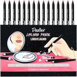 Dazller Lined & Loaded Lip Liner with In-Built Sharpener (Pack of 15) - Matte Finish | Lightweight | Precise | Long lasting | With Carnauba & Castor Oil | 15 shades of Perfection-picture-20