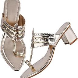 Women's Kolhapuri Chappal Block Heel Sandals Ethnic Block Heel for Party & Occasions-1