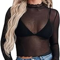 Contrast Binding Mesh Crop Top Without Bra-image-72