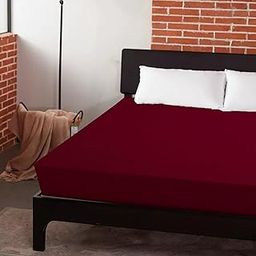 MK LIFE King Size Waterproof Mattress Protector 72x78 Inch | Terry Cotton Fabric | Soft, Noiseless & Breathable | Fitted Style Bed Cover | Dustproof, Hypoallergenic & Washable. (Maroon, 72x78)-image-65