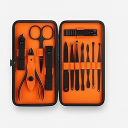 SAPRA Premium Manicure Set Nail Clippers, 12 in 1 Stainless Steel Nail Scissors Grooming Kit with Peeling Knife, Nail Cleaning Knife, Acne needle, Blackhead Tool Leather Travel Case-image-96