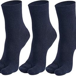 Women Cotton Ankle Length Toe Socks, Thumb Socks, (Black, Pack of 3 Pairs)-44
