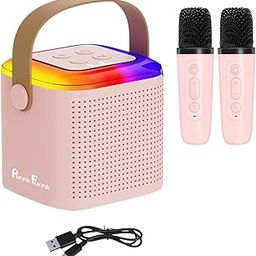 PunnkFunnk Kids Adults with Wireless Mics Portable Karaoke Bluetooth Speaker & Dynamic Lights Birthday Gift for Girls, Boys & Toddlers Ages 4,5,6,7,8,9,10,12+ Year Old Home Outdoor Travel (Pink)-27