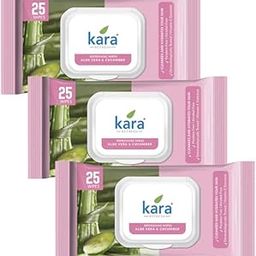Kara Face Wipes Cleansing & Hydrating Refreshing Aloe Vera & Cucumber, 25 Wipes Pack of 3-44