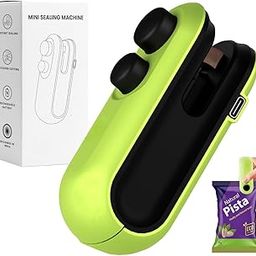 DINEDUST 2-in-1 Mini Heat Sealer & Cutter | Rechargeable Handheld Plastic Bag Sealing Machine | Portable Food Saver for Snacks, Chips, Mylar Bags (Green)-image-88