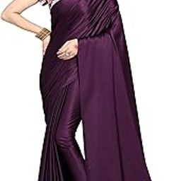 women's Soft Satin Silk Plain Saree With Art Silk Digital Printed Unstiched Designer Blouse-picture-25
