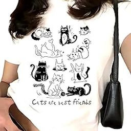 Women's Cute Cat Graphic Print Cotton T-Shirt – Adorable Cats are Best Friends Design | Casual and Comfy-image-18