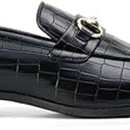 Men's Horsebit Croc-Effect Slip-On Shoes, Black-image-56