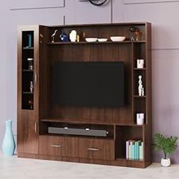 NEEHV HOME Elite Engineered Wood TV Unit | Modern Entertainment Center with Storage Shelves | Stylish Wall Mount TV Cabinet for Living Room Decor - Brazilian Walnut Color-0