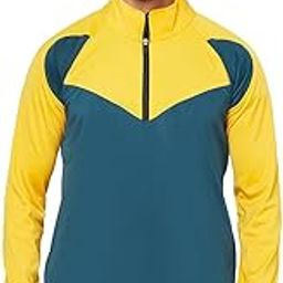 Men's Teal Green & Yellow Colour-Block Jacket-Track-Upper. With Side Pocket-8