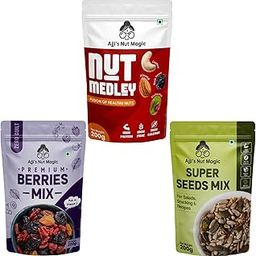Ajji's Nut Magic Pack of 3 Combo Nut Medley, Premium Brries Mix and Super Seed Mix 600g (Each Pack 200g)-Fusion of Healthy Nuts | Dry Fruits , Seeds & Nuts Trio Combo | Premium Superfood Energy Combo| Medley of Dried Fruits | Nutritious Snack for Kids and Adults-image-39