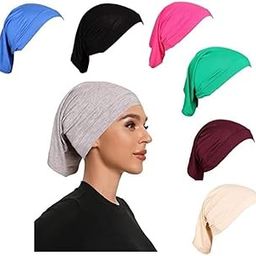 7 Pieces Under Scarf Hijab Cap Head Wraps/gear Neck Gaiter Bandana Facemask Solid Colour Hijab Tube Unisex Stretch Dreadlocks Tube (White Multi)-image-9