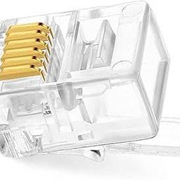 TECH-X RJ12 6P6C Plug, Transparent Telephone Jack Flat Cable Plug Connector Clear Line Snap-in Crimp-On Plugs Connector for Phone Line Cord Compatible with Both Solid and Stranded Wire- PACK OF 100-4