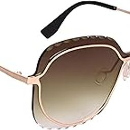 Unilens Rim-Less Oversized/Square Sunglasses for Women (Brown Lenses | Golden Frame | Large | AS Batmn)-image-60