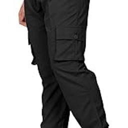 Men's Trendy Cargo Cotton Blend(Mix Cotton) Pant Elastic Waist Cargo Pant with Flap Multi Pocket Jogger Pants Drawstring Ankle Tie Pants for Any Occations (in, Numeric, 32, Regular, Men, Black)-image-89