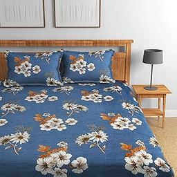 Florida Rose Bedsheet for Queen Size Bed with Pillow Cover and Made of Cotton with Floral Print-image-1