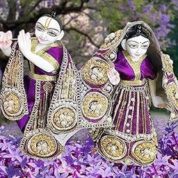 Partish Radha Krishna Heavy Dress | Poshak for Yugal Jodi | Radhe Krishna Ji Poshak (Dress Size 3 Inches for 5 Inches Idol., Purple-E)-image-46