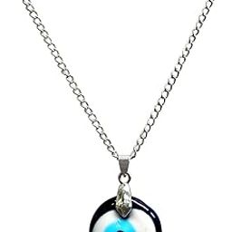 Glass Turkish Evil Eye Pendant For Protection For Men and Women,Evil Eye Charm Round Shape Necklace, Blue-image-27