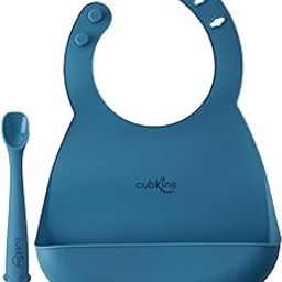 CUBKINS Silicone Baby Bib for Feeding & Weaning Babies, Toddlers with Bendable Soft Spoon | Washable & Reusable, Non-Messy Easy to Clean, No Bad Odour, Adjustable Neckline with Buttons-image-23