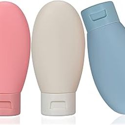VELART Pack of 3 Refillable Travel Bottles for Toiletries Silicone Container for Cream, Shampoo Hand Wash, Lotion Storage Bottle Travel Accessories Leak Proof (60 ML)-28