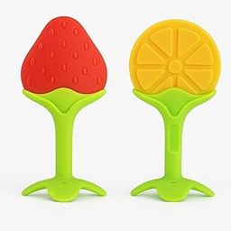 Shark Doo Doo® Teether Toy for 2+ Months Baby | Strawberry & Citrus Slice Teether Combo of 2 (Red, Yellow) – BPA-Free Silicone Teether for Infants & Toddlers-image-14