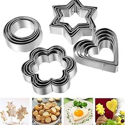 UMETDO 12PCS Cookie Pastry Fruit Vegetables Stainless Steel Molds Cutters | Heart Star Circle Flower Shaped Mold Cookie Cutters For Halloween Christmas Valentine-29