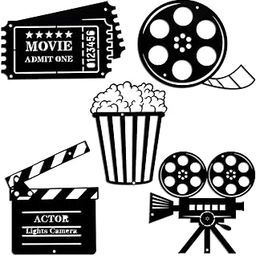 BLIND SHOP 5 Pieces Movie Theater Decor - Home Movie Theater Room Decor, Cinema and Popcorn Wall Art,for Home & Party Decor (20x17x1.5 CM)-image-80