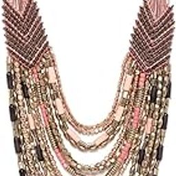 Blue Beaded Statement Bohemian Braided Necklace For Women-4