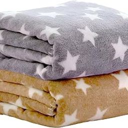 BRANDONN Fleece New Born All Season Ultrasoft Single Baby Blanket for Babies (Beige/Grey, Pack of 2, Reversible)-18