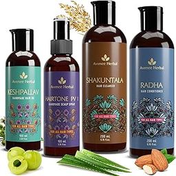 Avimee Herbal Keshpallav Hair Oil (100 ml) & Hairtone PV 1 Scalp Spray (100 ml) & Shakuntala Hair Shampoo (200 ml) & Radha hair Conditioner (200 ml) Combo Pack | Super Saver Pack-picture-16
