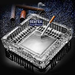 BENTEX Glass Ash Tray For Cigarette, Cigar Smoking For Home, Car, Balcony, Crystal Clear Big Size Square Ash Tray Box, Set of (1)-picture-19